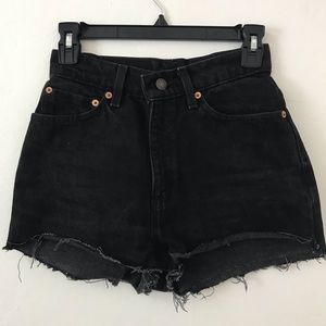 Vtg Levi's 512 Slim 5 24 High Waisted Denim Shorts Washed Black